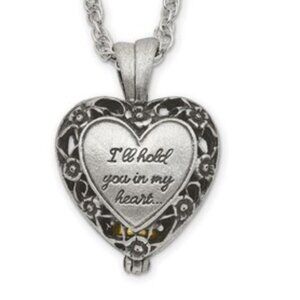 Antiqued Silver-tone I'll Hold You In My Heart Ash Holder Heart w 24" Necklace
